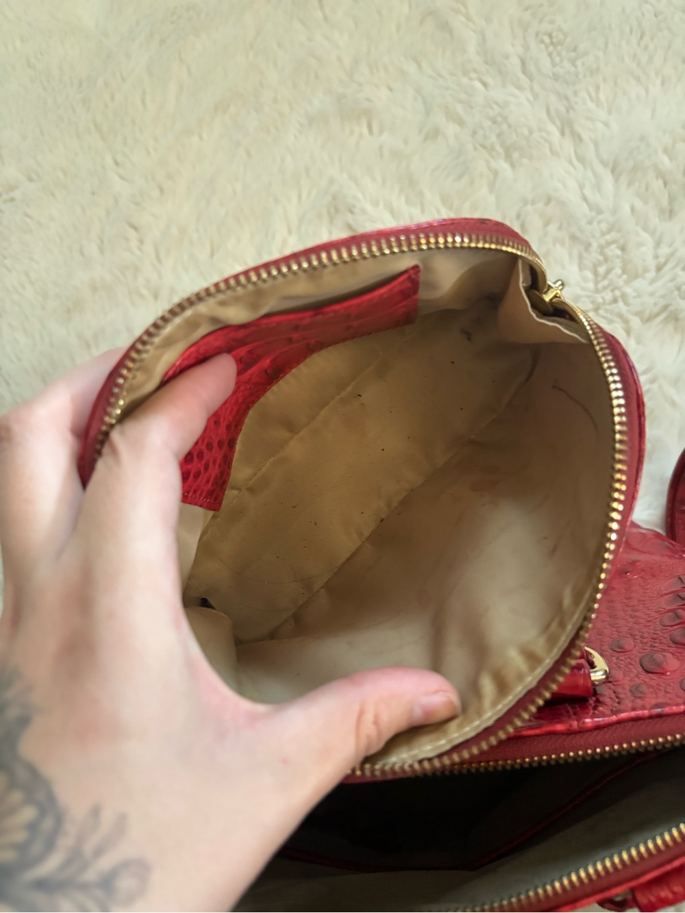 Brahmin Red Dragon Melbourne Leather Duxbury Satchel Handbag and Wallet - Picture 12 of 15